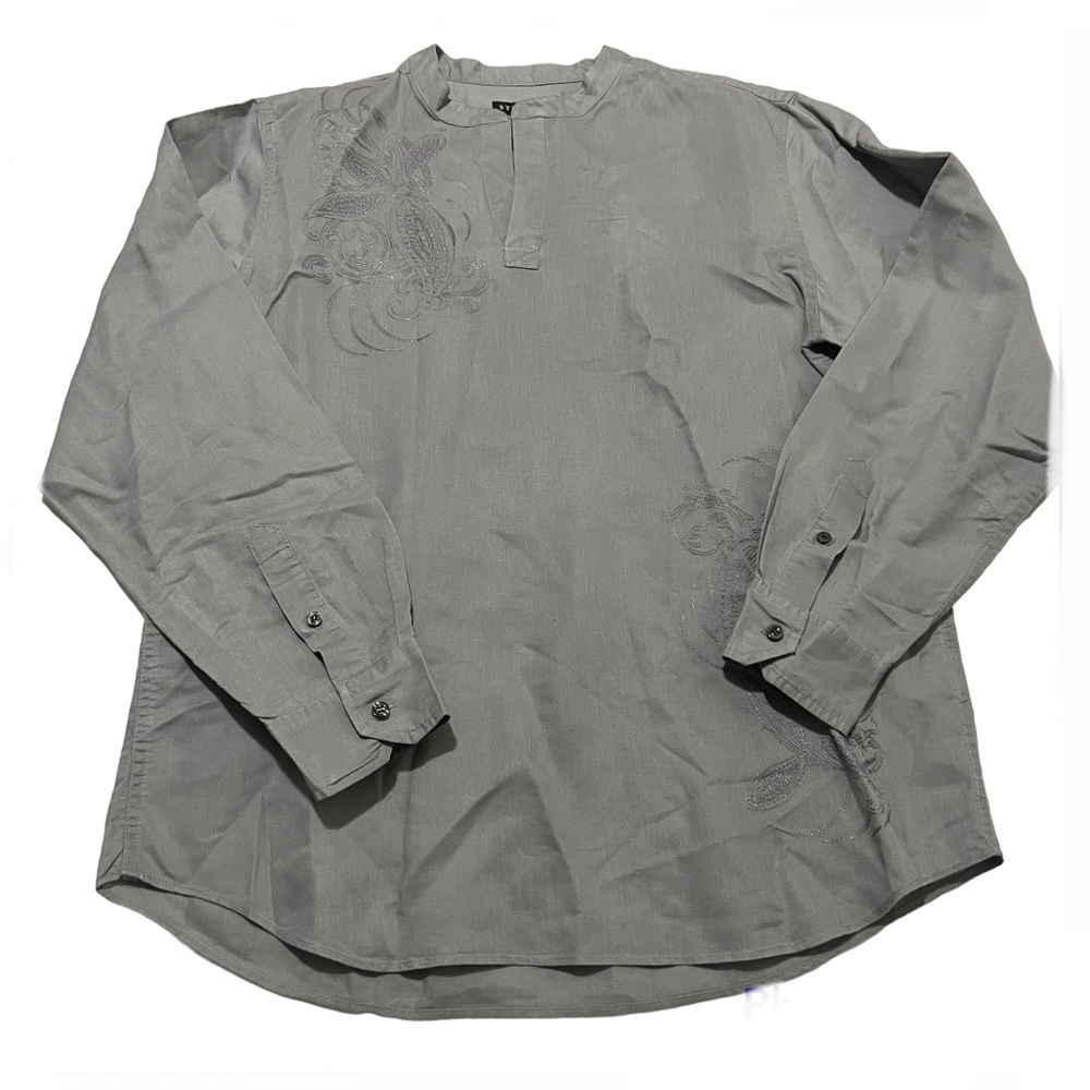Structure | Linen Blend Embroidery Long Sleeve Shirt